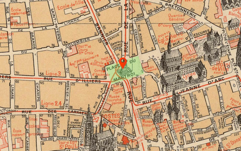 Orléans - La Place du Martroi, Plan 1912