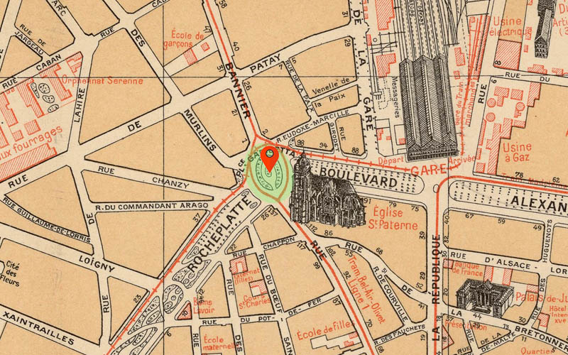 Orléans - Place Gambetta, Plan 1912