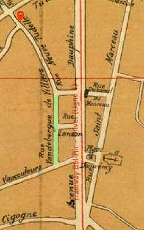 Orléans -  Rue Vandebergue de Villiers, Plan 1912